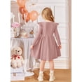 thumbnail image 6 of Arshiner Toddler Girl Dress Knitted Ruffle Sleeve Pocket Dresses A-Line Flared Fall Winter Dress, 6 of 7