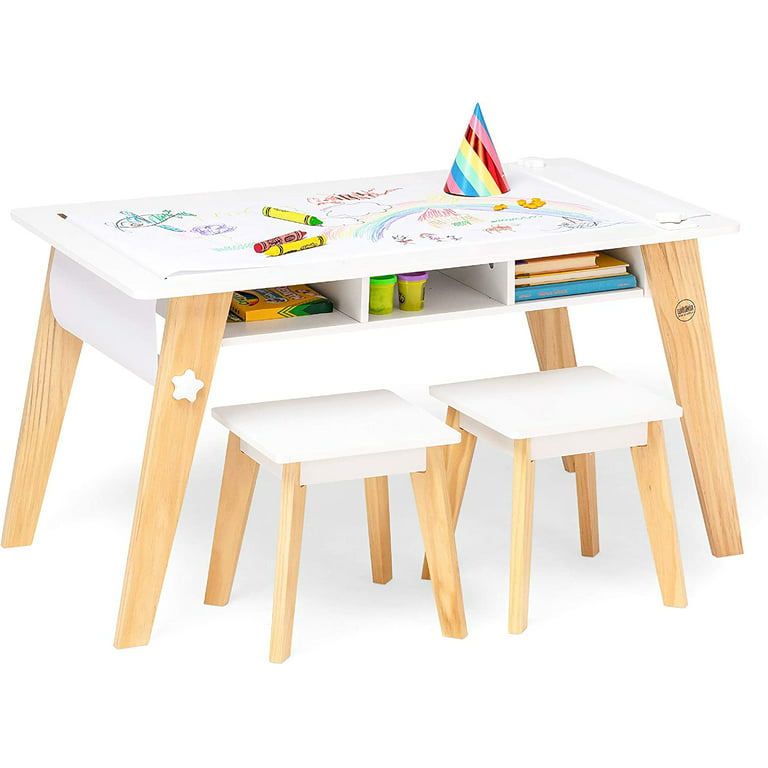 Kids Art Table and Chairs Set Craft Table with Large Storage Desk and –  shopGDLF