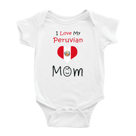 

I Love My Peruvian Mom Cute Baby Jumpsuits (White 12-18 Months)