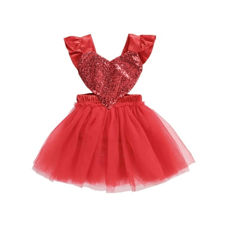 

Musuos Baby Girl Valentine s Day Lace Romper Tutu Dress Backless Jumpsuit Bodysuit