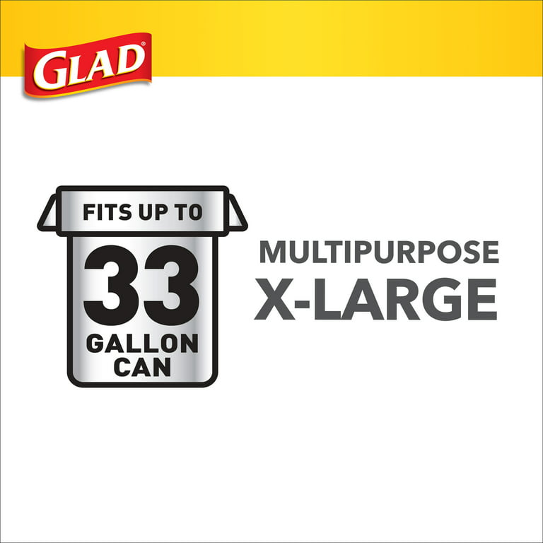 Glad Large Drawstring Trash Bags, ForceFlex 33 Gallon Black Trash Bags, 20  Count 