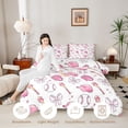 thumbnail image 4 of Meiyoeat Sport Baseball Queen Comforter Set 3 Pieces, Cartoon Bow Print Comforter Sets Queen, Pink White,Pink Reversible, 4 of 6