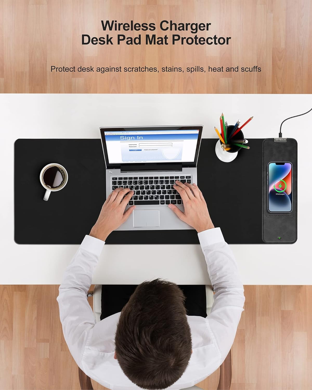 Miroddi Mouse Pad with Wireless Charging, Gaming Mousepad with 10W Wireless Charger, Large Desk Mat with Waterproof Non-Slip Rubber Base