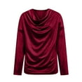thumbnail image 6 of Cowl Neck Velvet Tops for Women Trendy Pleated Long Sleeve Shirts Casual Basic Blouses Spring Summer Going Out Clothing, 6 of 8