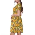 thumbnail image 2 of Susaid Avocado Dog Pattern Women's Casual Floral Print Crewneck Short Sleeve A Line Boho Maxi Dress, 2 of 6