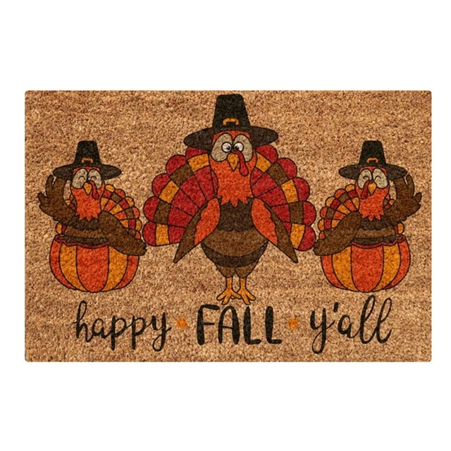 TIELUTT Thanksgiving Home Autumn Front Door Door Mat Carpet Floor Mat Decoration Fall Throw Blankets Designer Throw Fuzzy Blanket with Pom Poms Creme Throw Blanket 5x7 Rugs for Living Room