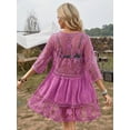 thumbnail image 5 of JYLFC Womens Lace Bathing Suit Cover Up V-Neck Swimsuit Coverups Loose Swimwear Beach Dress Beachwear,Purple, 5 of 7