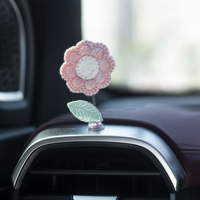 10Pcs Crochet Shaking Flowers Car Decor Swing Flower Car Decorative  Automotive Interior Funny Shaking Head Flower Ornament Kniting Lovely Mini  Swing