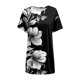 thumbnail image 2 of Gibobby Blusa de Trabajo de Manga Corta Mujeres Verano Casual Cuello Redondo Manga Corta Bolsillo Colorido Flor Estampado Largo Top(Negro,G), 2 of 4