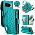 thumbnail image 1 of For Google Pixel 9 / 9 Pro 5G RFID Blocking Wallet Case, Crossbody Purse Phone Case with 9 Card Slots, Zipper Pocket & Detachable Strap,Green,For Pixel 9 / 9 Pro, 1 of 9
