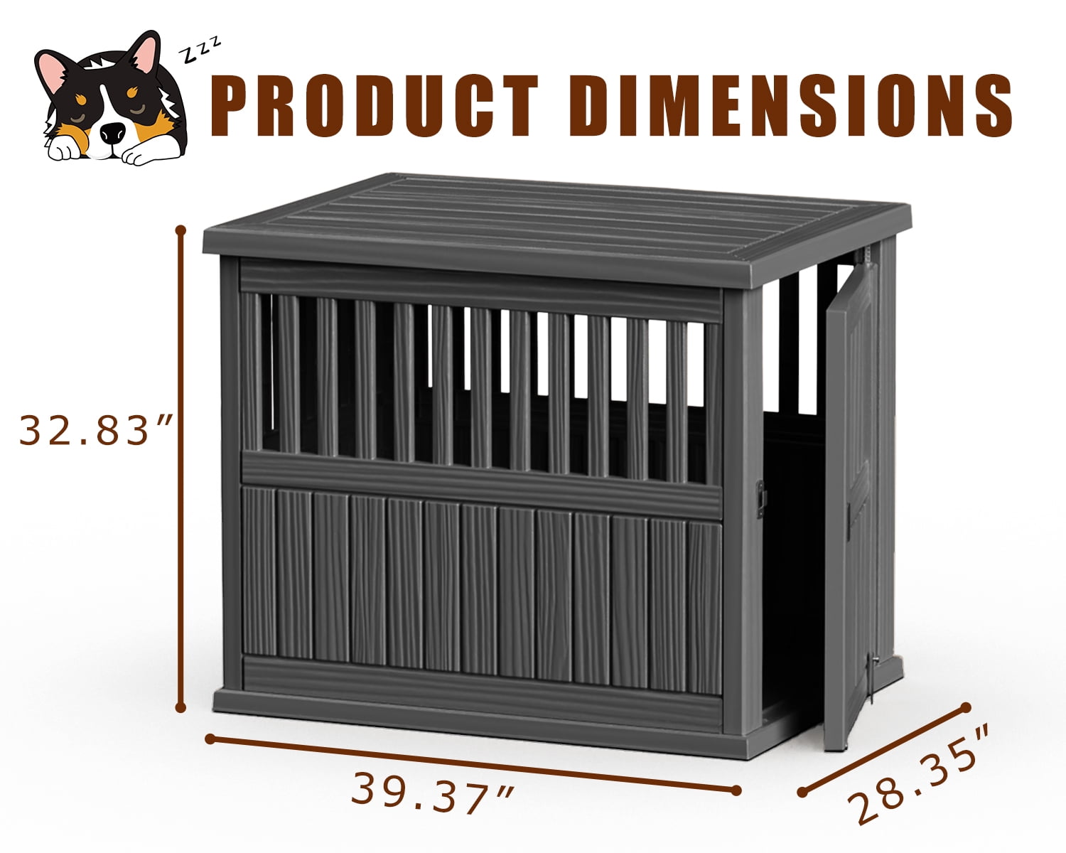 Joxxoaa Durable Dog Crate Furniture with Lockable Door,Dog House Indoor for Small Medium Large Dogs (Black, Large)
