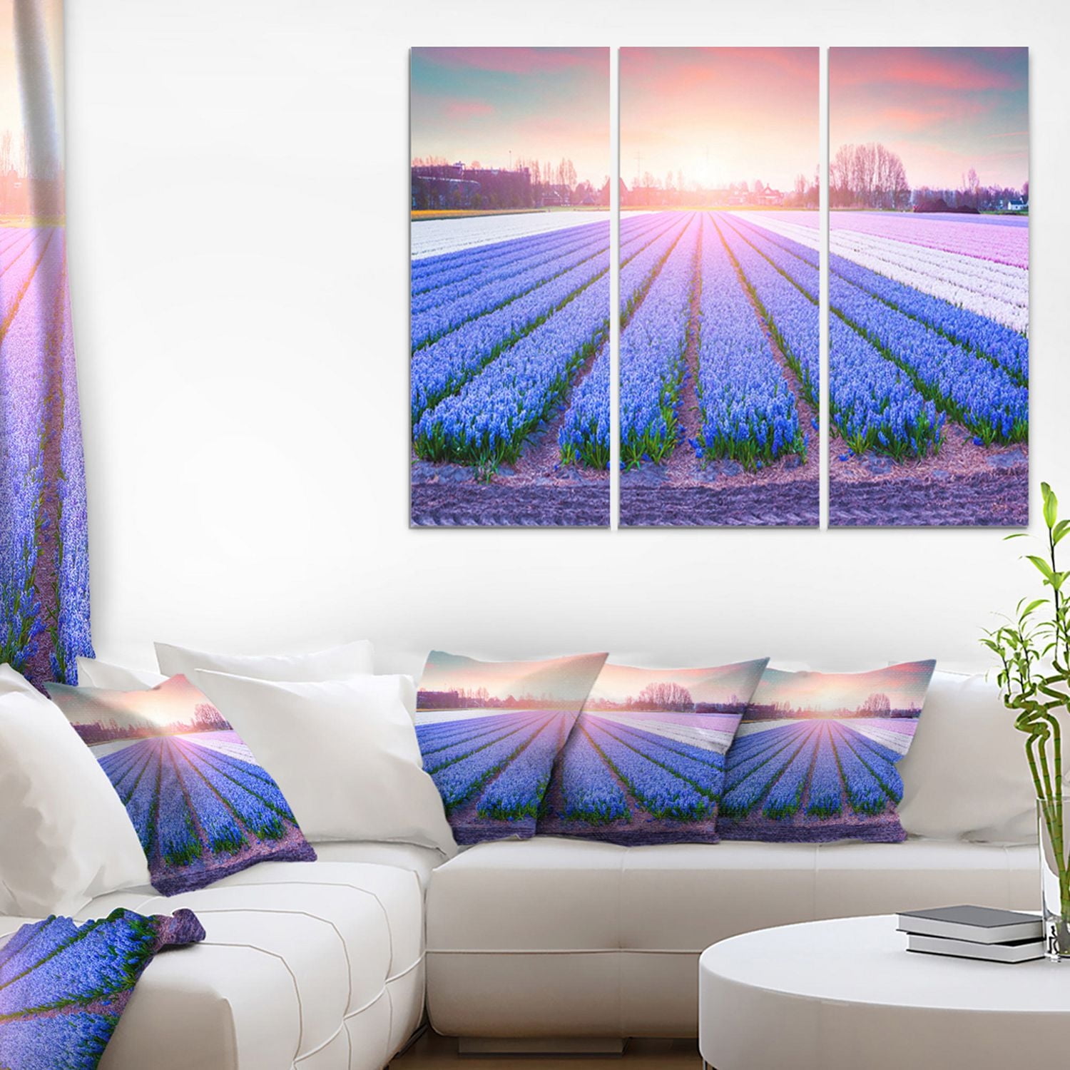 Design Art Field of Blooming Hyacinth Flowers Canvas Print