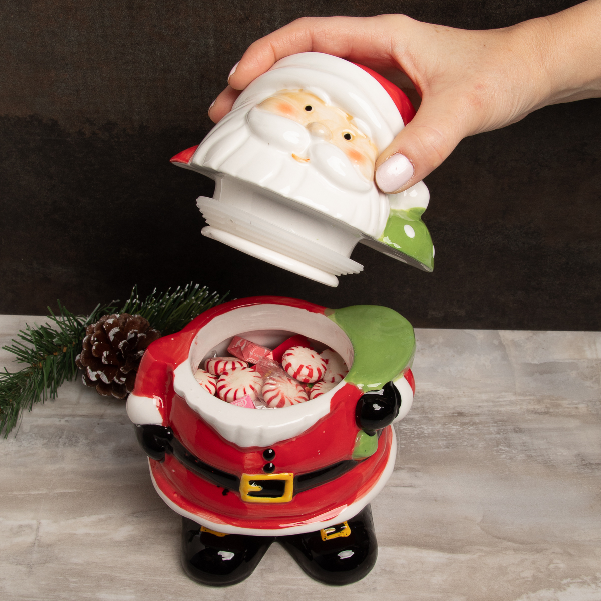 Gibson Home Santa Claus 7.5" Ceramic Holiday Season Treat Jar with Lid Bag Silicone - image 5 of 7