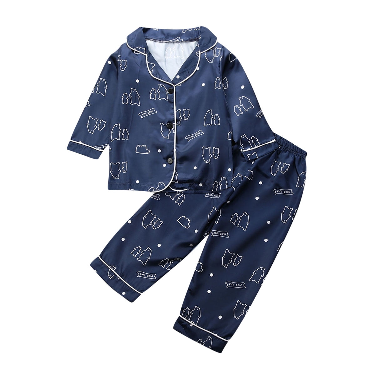 BLACKPING Toddler Baby Boy Girl Cotton Pajamas Set Two-Piece Pj Sets Sleepwear Loungewear Button-Down Pj Sets 