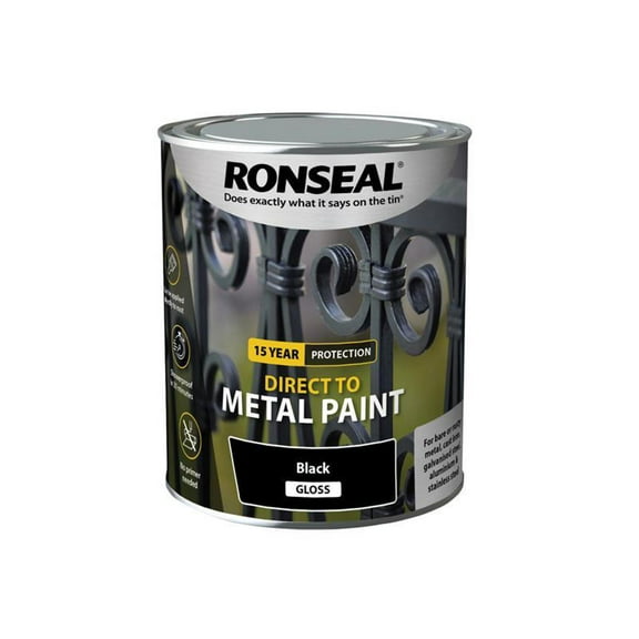 Ronseal - Direct to Metal Paint Black Gloss 750ml
