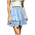 thumbnail image 6 of Hduncf Flowy Skirt Dress for Women Boho Ruffled Tiered Skorts Casual High Waist Mini Skirts Tennis Golf Comfy Skirts Fashion Blue XL, 6 of 6