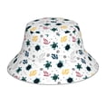 thumbnail image 3 of Daiia Turtles And Corals Pattern Bucket Hat - Trendy Cotton Sun Hat for Beach, Golf, Fishing - Fun Outdoor Vacation Boonie for Men and Women, 3 of 9
