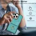thumbnail image 6 of ELEHOLD for iPhone 13 Pro Max Case Synthetic Leather 2-in-1 Phone Case with Magnetic Detachable Card Holder Ring Holder Stand Drop Protection Shockproof Wallet Case,green, 6 of 8
