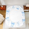 thumbnail image 5 of Homewish Cute Bowknot Bowtie Queen Sheet Sets,Geometric Circular Flat Sheet,Blue White Queen Fitted Sheet For Kids,Microfiber Bedroom Decor,4 Pieces, 5 of 7