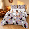 thumbnail image 3 of Homewish Cartoon Witch Cat Full Size Comforter Sets for Girls, Halloween Spooky Animal Bedding Comforter Set, Light Gray, Pumpkin Bat Reversible, 3 Pieces 1 Comforter and 2 Pillowcases, 3 of 6