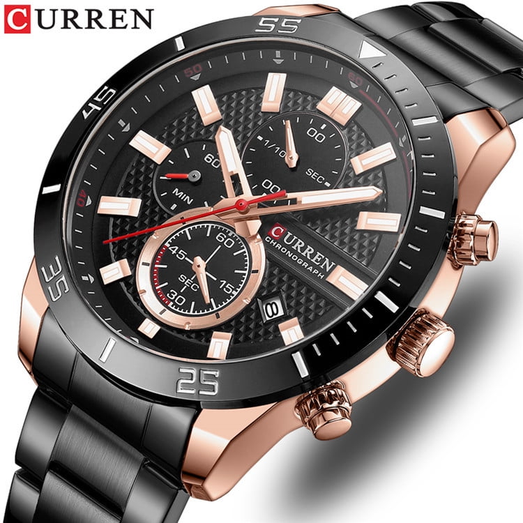 CURREN New Style Watches for Men Sport Stainless Steel Wristwatches with Luminous Point Quartz Movement Clock for Male