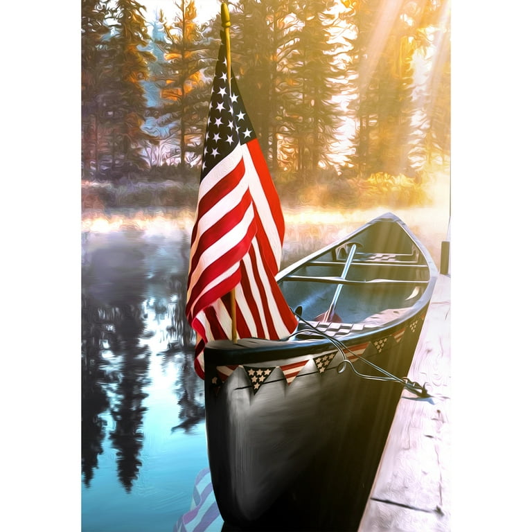 America Forever Patriotic Sailboat Summer Garden Flag 12.5 x 18 inches  American Fishing Boat Rowing Nautical Tropical Double Sided Summer Seasonal