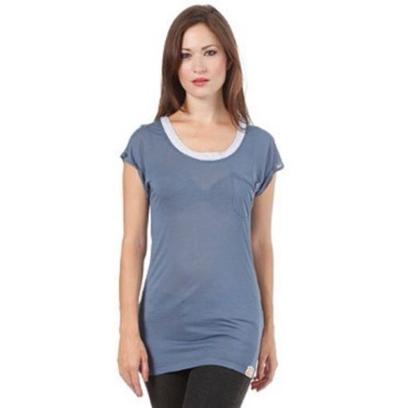 SUPERDRY T-Shirt Basique Orange Cousu avec Poche Logo Patch MODAL Morris Bleu m