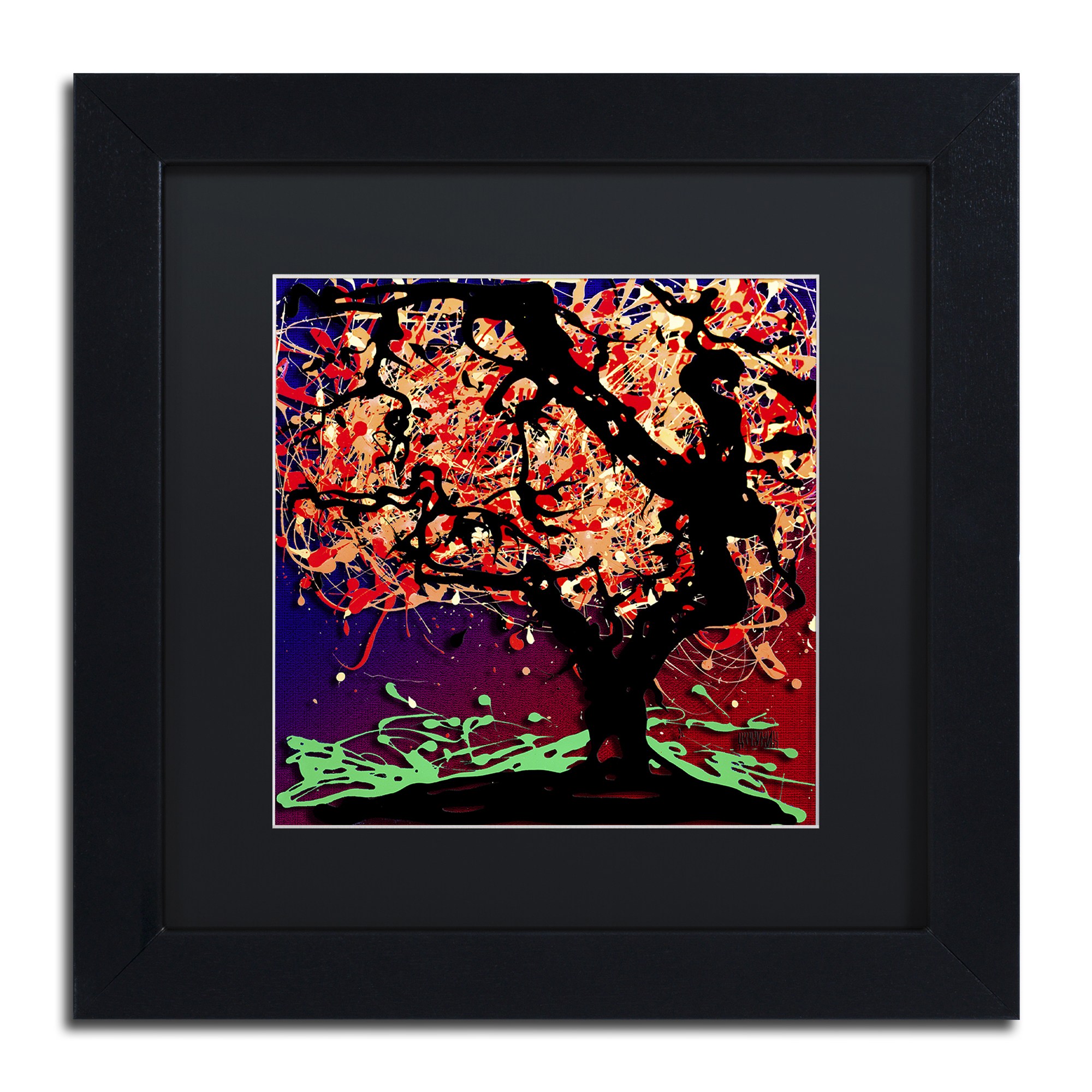 Trademark Fine Art "Fall Red Tree" Canvas Art by Roderick Stevens, Black Matte, Black Frame