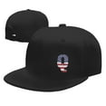 thumbnail image 7 of DouZhe Flat Brim Cap Snapback Hat, Letter Q Usa Flag Stickers Prints Adjustable Black Adult Baseball Cap, 7 of 7