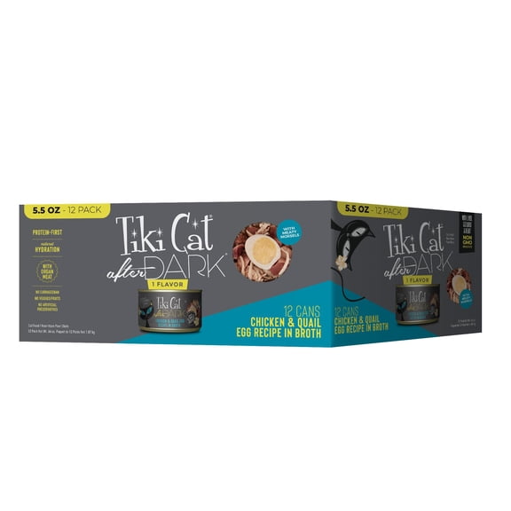 Tiki Cat After Dark Whole Foods Wet Cat Food, Chicken & Quail Egg Multi Pack, 5.5 oz. Can (12 Count)