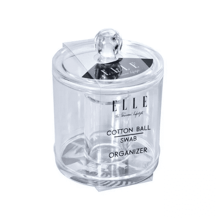 Clear Cotton Ball and Swab Organizer with Lid— Acrylic Compact Jar Makeup Cotton Organizer, Durable Vanity Storage Organizer