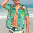 thumbnail image 4 of Wukai Hello Summer Men's Hawaiian Shirt Short Sleeve Casual Button Down Summer Beach Aloha Shirt Tropical Print Holiday Party, 4 of 8