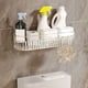 thumbnail image 5 of Esquina de ducha Caddy, estante de ducha esquinero de plástico, organizador de ducha sin perforaciones montado en la pared para baño, inodoro, estilo ovalado transparente, 5 of 14