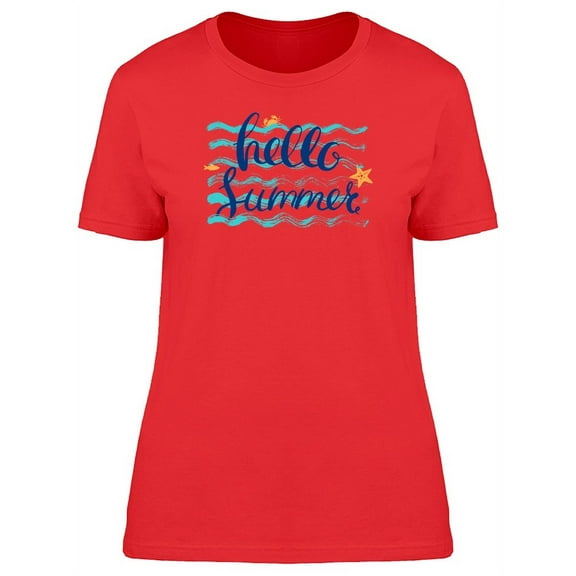 Hello Summer Brush Waves T-Shirt Women -Image by Shutterstock, Female Large