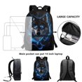 thumbnail image 6 of Binienty Blue Flame Wolf 17 Inch School Bookbag for Kids Lightweight Student Backpack With Padded Laptop Compartment Side Mesh Pockets for Primary Middle School Daily Use Travel, 6 of 6