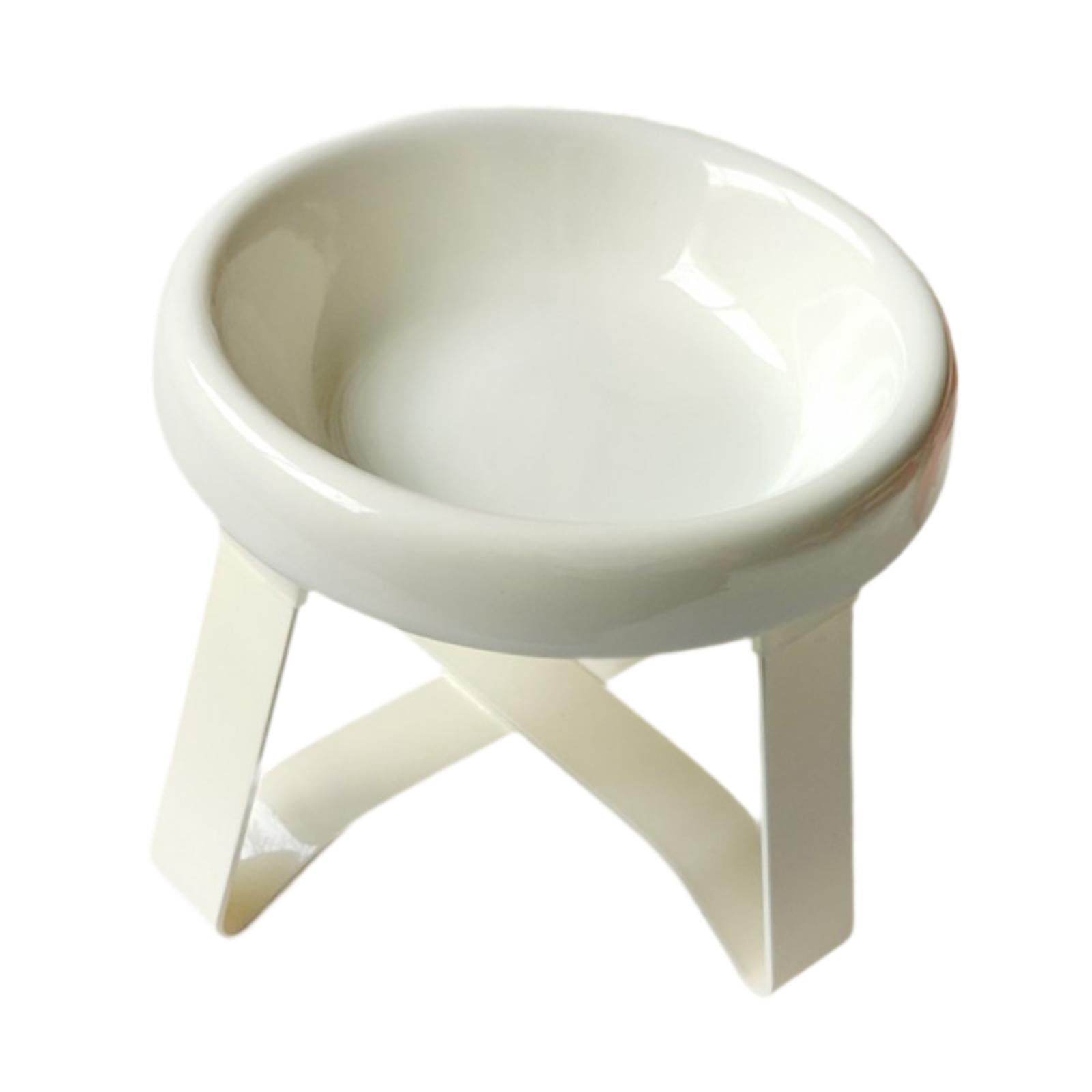 Bothyi Cat Bowl with Stand Ceramic Dog Bowl for Small and Medium Breeds White