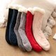 thumbnail image 4 of 1 par de calcetines de suelo elásticos, gruesos, de media pantorrilla, antideslizantes, de silicona, suaves y abrigados, cómodos, térmicos, para invierno, para mujer, para dormir en casa, color rosa, 4 of 8