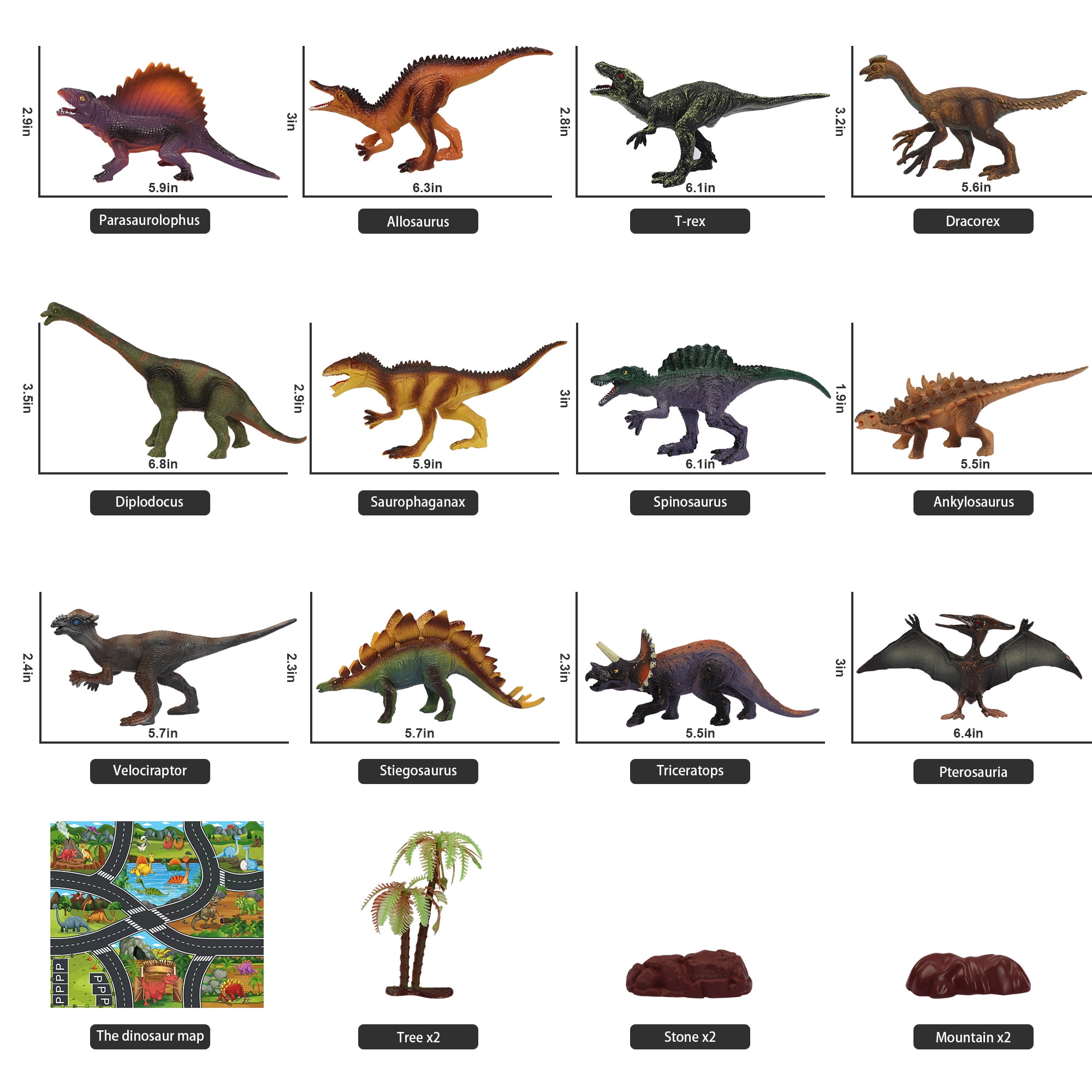 Beefunni Dinosaur Toys with 12 Dinosaur Figures,Educational Realistic Dinosaur Play Set Including Play Mat, Gift for Boys Girls Age 3-12