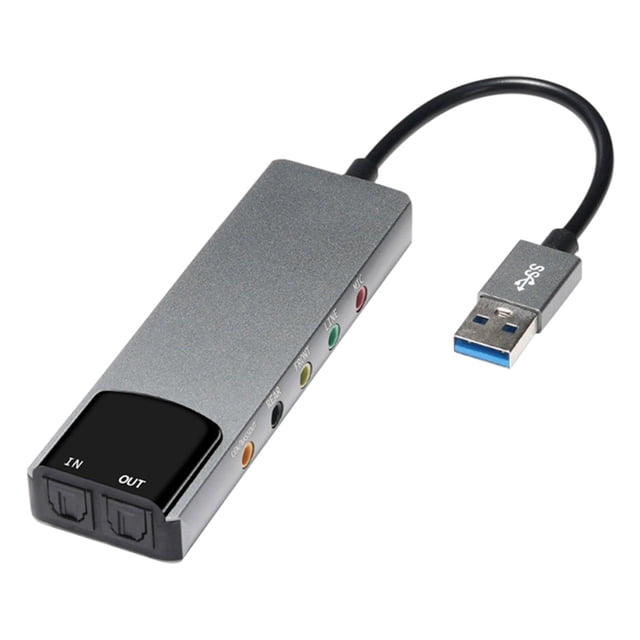 6-in-1 USB External Optical Sound Card Multifunction Audio Converter Adapter for Notebook Aluminium Sound Card
