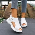 thumbnail image 2 of Rokment Orthopedic Walking Sandals for Women Comfort Lightweight Mesh Slip on Flat Athletic Open Toe Memory Foam Platform Wedge Low Heel Ortho Summer Shoes for Beach Travel White Size 7, 2 of 7