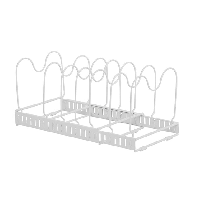 Injueey Soporte de almacenamiento de tapa de olla Encimera Estante de almacenamiento de tapa de olla sin perforaciones Estante de tapa telescópica de Organizadores de utensilios de cocina Injueey HA021199-00
