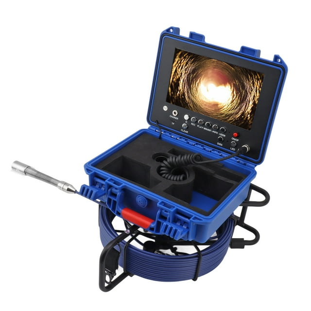 Industrial Endoscope Camera Kit, 98ft Sewer Digital Borescope Inspection Camera with 1080P HD Screen, IP68 Waterproof, 16GB Card, WIFI Hotspot, Support for , IOS