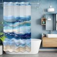 thumbnail image 2 of Ocean Waves No Hook Shower Curtain with Snap in Liner Abstract Gradient Blue White Marble Waves Waterproof Bathroom Shower Curtain with See Through Top Window for Bathtub 36" x 72", 2 of 9