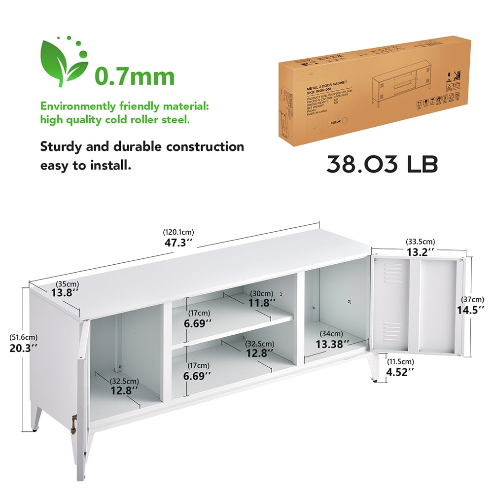 Private Jungle Modern TV Media Storage Stand with 2-Door for TVs Up to 55"-White Private Jungle Modern TV Media Storage Stand with 2-Door for TVs Up to 55"-White