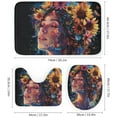 thumbnail image 3 of 4Pcs Elegant Woman Shower Curtain Set with Rugs, Toilet Lid Cover and Bath Mat, African American Girl Sunflower Floral Bathroom Curtains Decor Shower Curtains, 72" x 72", 3 of 8