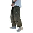 thumbnail image 2 of sunsanly Drawstring Elastic Waistband Big Pockets Men Pants Loose Hip Hop Wide Leg Pants, 2 of 8