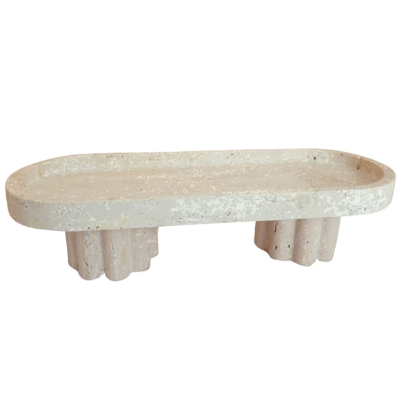 Mothers day gifts Large natural stone footed tray travertine  gifts for mom  13 inch marble vanity tray one pack