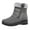 Gray, variant on Lined Round Toe Ankle Boots For Women Winter Warmth Casual Outdoor Indoor Walking Synthetic Material Rubber Sole