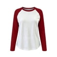 thumbnail image 5 of MaFYtyTPR Women Raglan Long Sleeve Crew Neck T-Shirt Color Block Loose Casual Basic Tee for Spring Fall Daily Wear Red XXL, 5 of 6