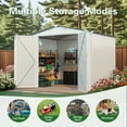 thumbnail image 6 of 8x6FT Outdoor Storage Shed for Backyard, Pitched Roof Tool Shed with Window and Lockable Door, Air Vent, Metal Compact Shelter for Garden,Backyard, White + Gray, 6 of 8